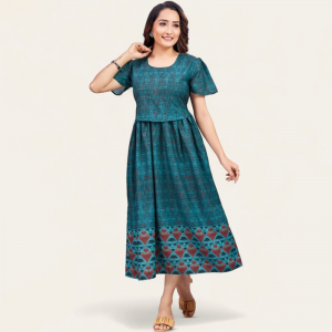 Women Printed Maternity Fit & Flare Maxi Dress