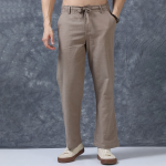 The Lifestyle Co Men Relaxed Fit Linen Trousers