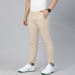 Men Beige Slim Fit Regular Trousers