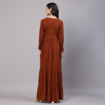 V-Neck Cuffed Sleeves Layered Maxi Dress
