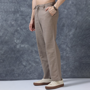 The Lifestyle Co Men Relaxed Fit Linen Trousers