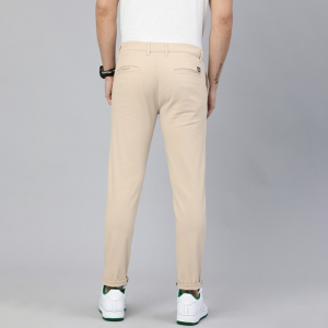 Men Beige Slim Fit Regular Trousers