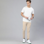 Men Beige Slim Fit Regular Trousers